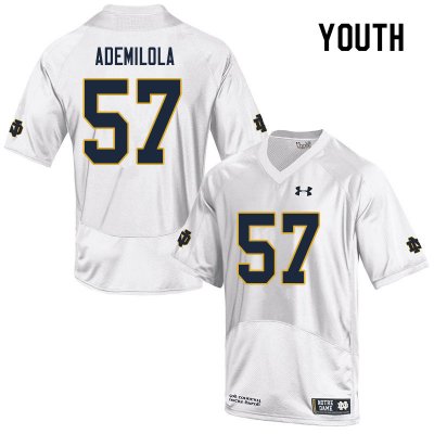 Notre Dame Fighting Irish Youth Jayson Ademilola #57 White Under Armour Authentic Stitched College NCAA Football Jersey CAW1199UE